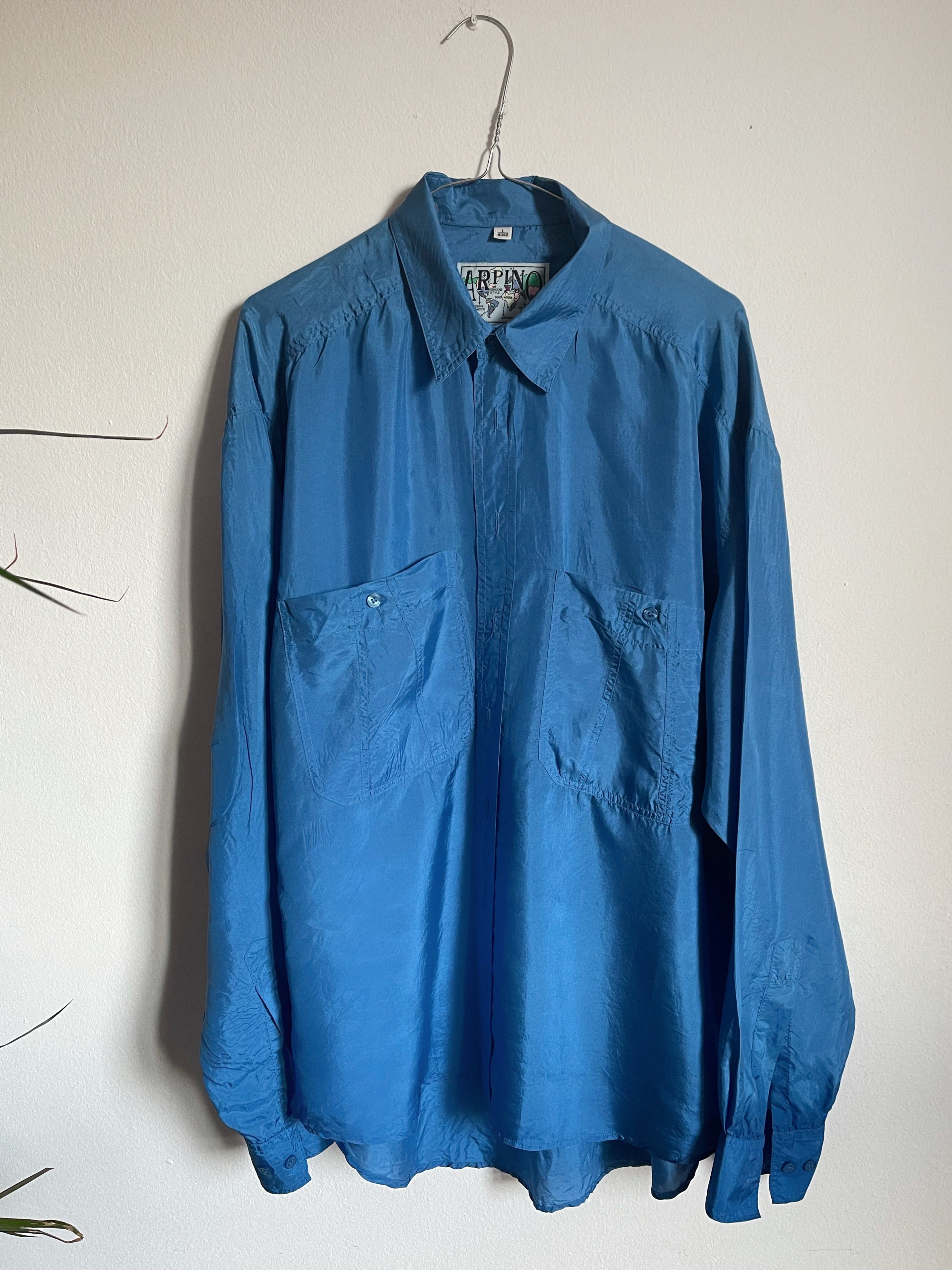 100% silk blue shirt