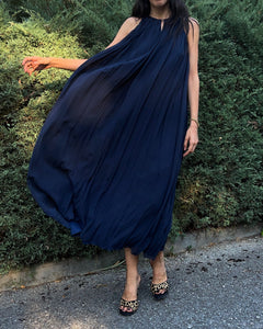 100% silk blue dress