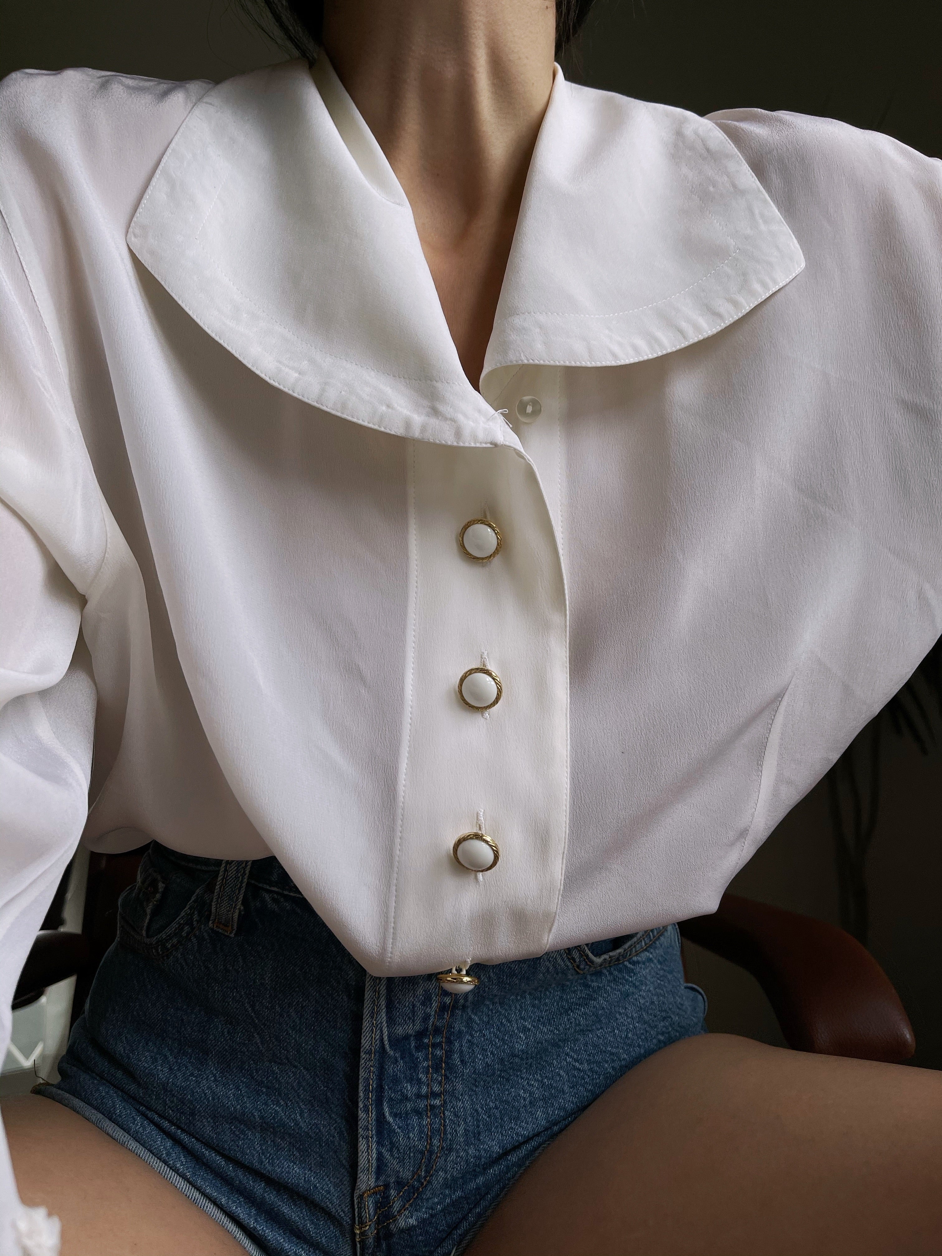 Silk blend maxi collar shirt