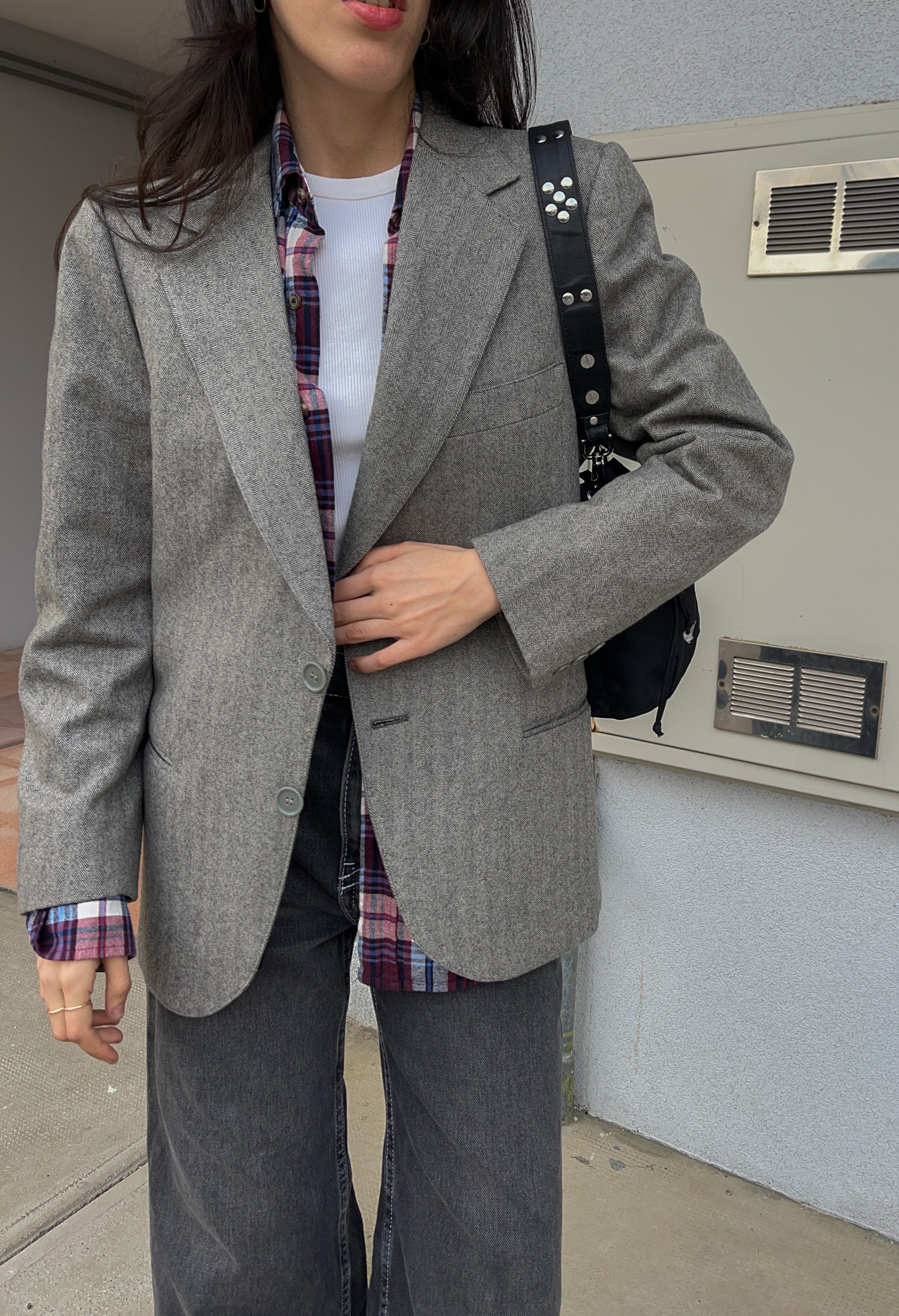 Grey spigato blazer