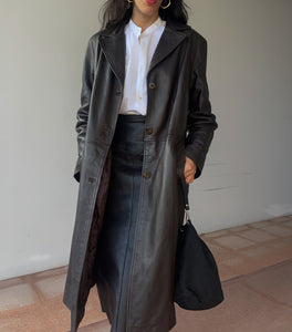 Brown chocolate leather trench