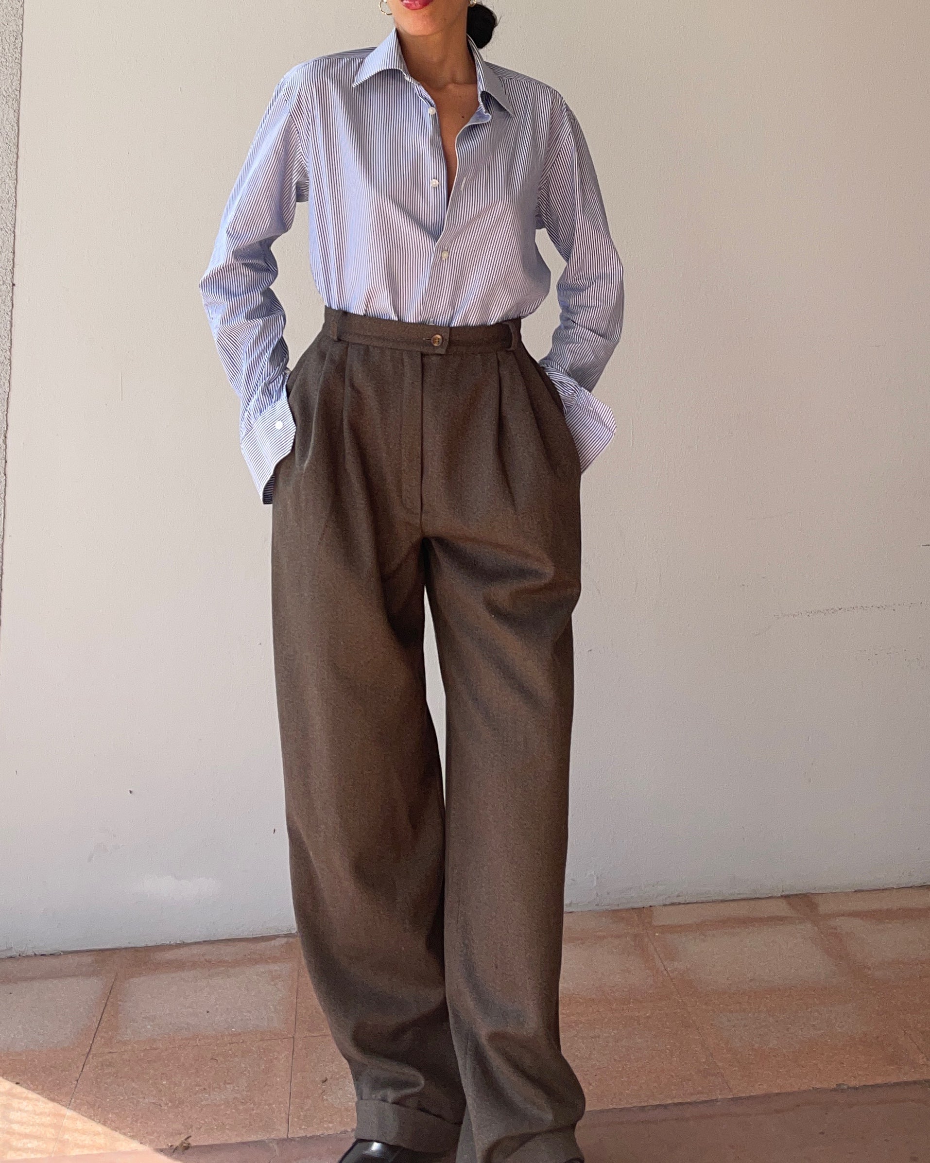 wide leg pleated trousers