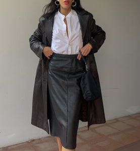 Brown chocolate leather trench