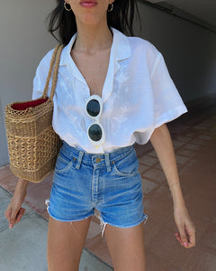 White linen - hand embroided Boxy shirt