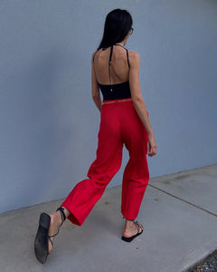 Pantalone rosso Lino cotone