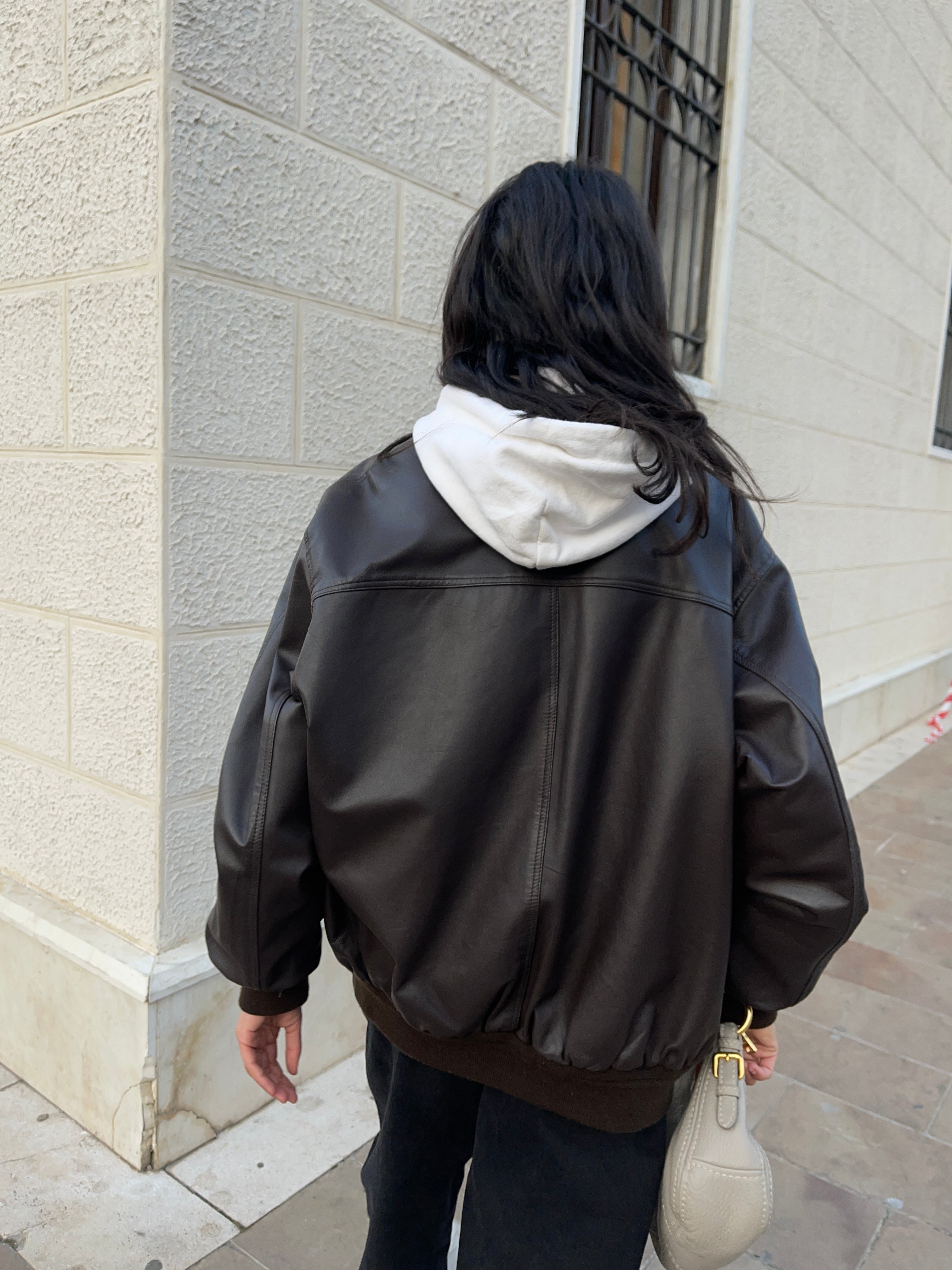 Real leather bomber jacket