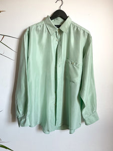 Vintage aquamarine silk blouse