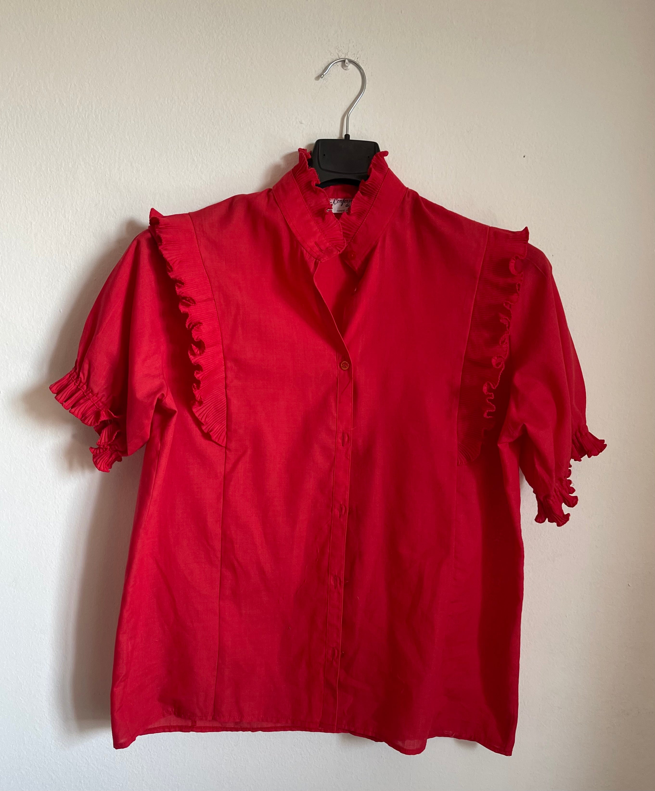 Red ruffle shirt