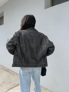 Leather distressed jacket