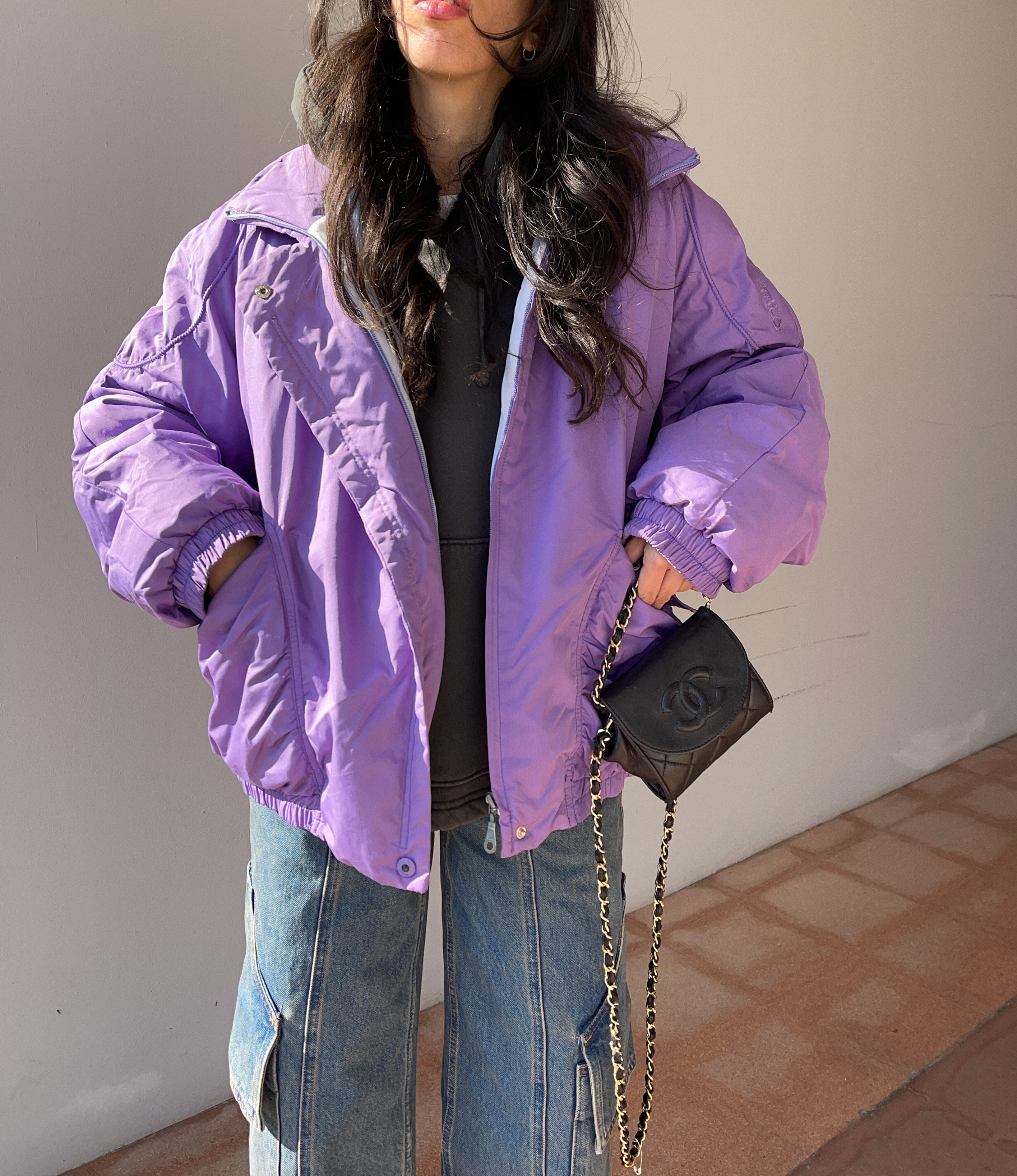 Lilac padded bomber