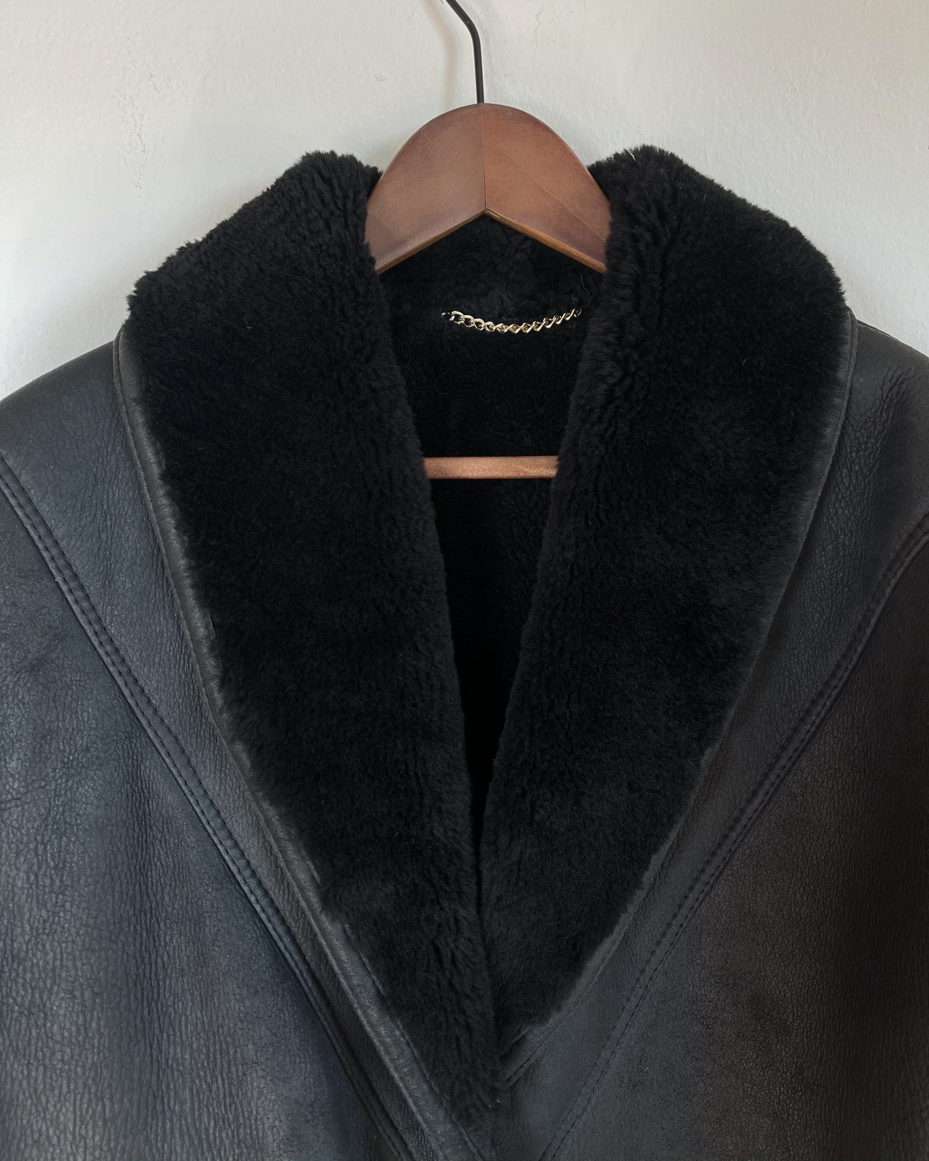 Black shearling coat