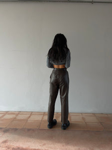 100 leather brown chocolate trousers