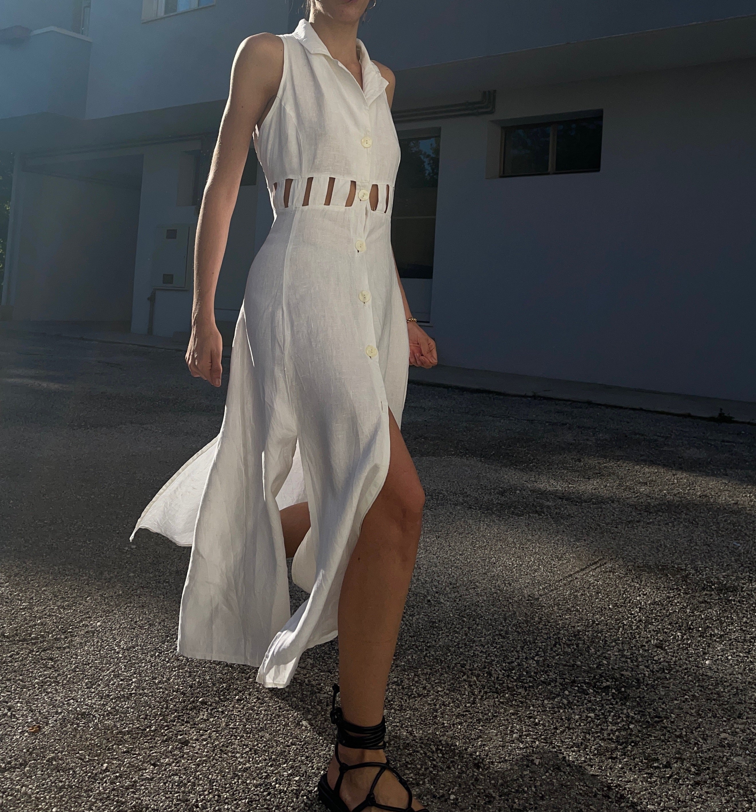 linen white dress