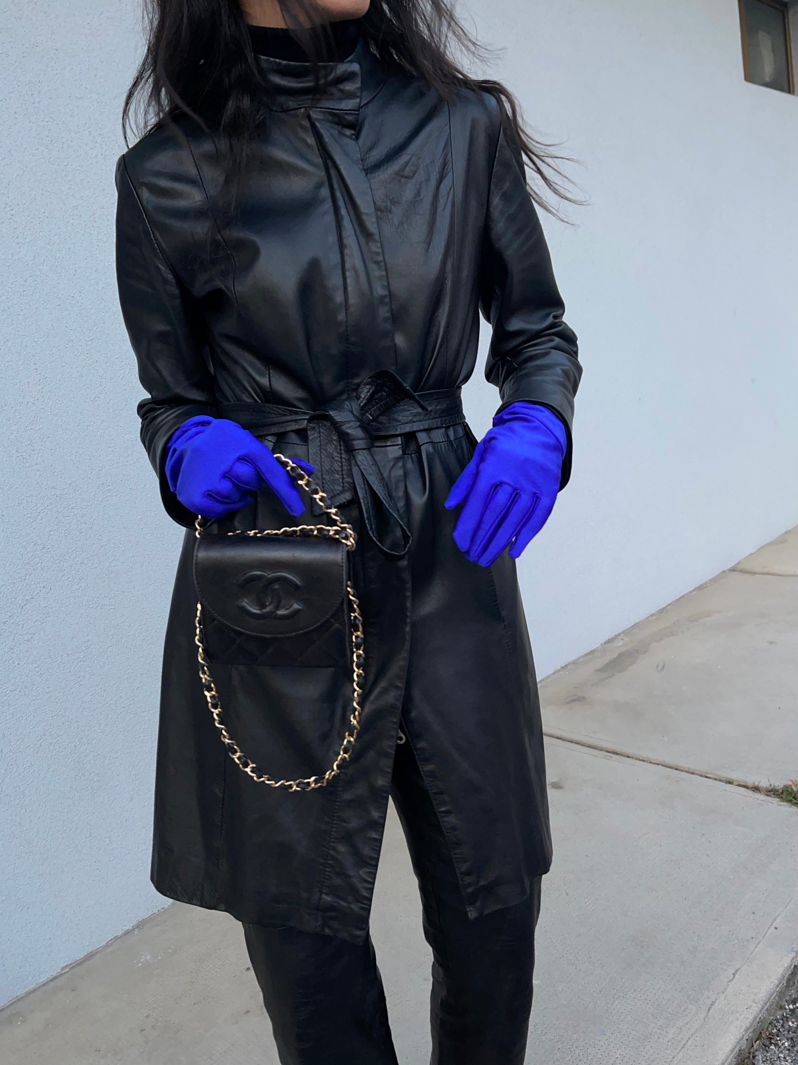Minimal leather coat