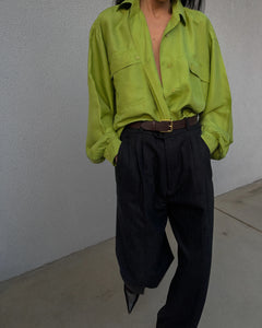 100 silk oversize (!!) Green shirt