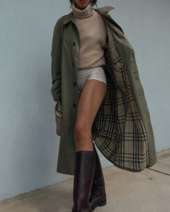 Military green trench coat